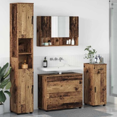 vidaXL Set de mobilier pentru baie 4 pcs Lemn vechi 30 x 35 x 192 cm 3393061 foto