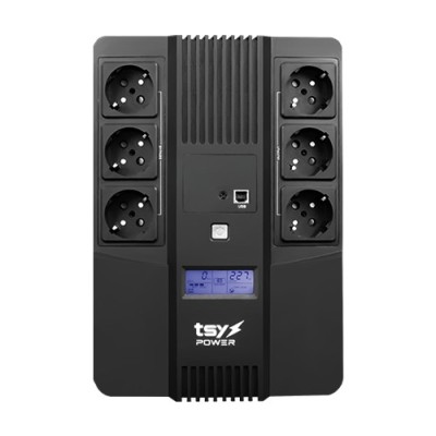 UPS TSY Power, 600VA/360W, LCD, line interactive, 6 x Schuko TSY-D-0K6-LCD foto