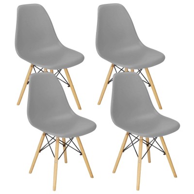 Set 4 scaune dining Scandinav pentru bucatarie, 38x42x82cm, gri inchis foto