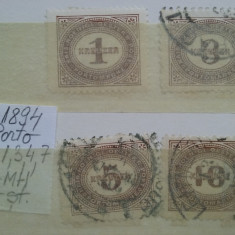 1894- Austria-Porto-Mi1,3,4,7-4 val.-1 MH-3st.