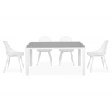 Set mobilier gradina/terasa Encore/Cosmos, 5 piese, 150x90x74 cm/46.5x54x84 cm, aluminiu/polipropilena, alb/gri