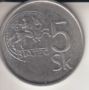Moneda 5 coroane, Slovacia, 1993 foto