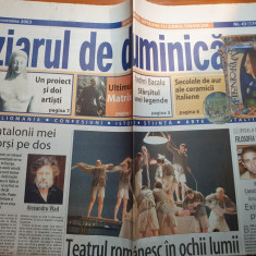 ziarul de duminica 7 noiembrie 2003-"teatru romanesc in ochii lumii"