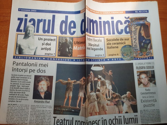ziarul de duminica 7 noiembrie 2003-&quot;teatru romanesc in ochii lumii&quot;