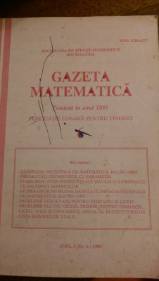 Gazeta matematica nr.6/1995 + Supliment gazeta matematica teste admitere cls.IX foto