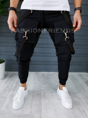 Pantaloni de trening negri conici A8565 foto