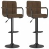 VidaXL Scaune de bar, 2 buc., maro, material textil