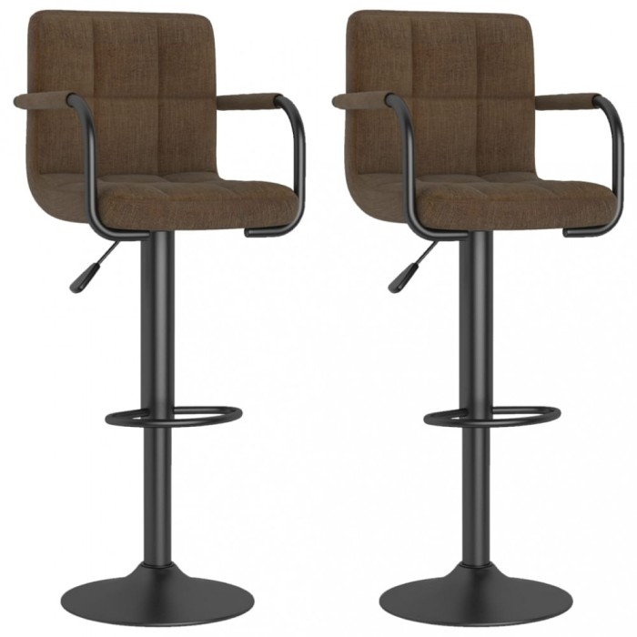 vidaXL Scaune de bar, 2 buc., maro, material textil