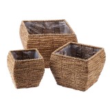 Cumpara ieftin Set 3 ghivece flori fibre naturale maro III 18 x 18 x 19 cm, 24,5 x 24,5 x 22 cm, 31 x 31 x 25 cm