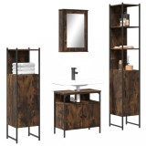 VidaXL Set mobilier de baie, 4 piese, stejar fumuriu, lemn prelucrat
