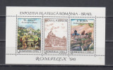 M1 TX8 4 - 1996 - Expozitia filatelica Romania - Israel ROMFILEX 96 - bloc, Posta, Nestampilat