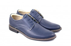 Pantofi bleumarin barbati casual - eleganti din piele naturala Dark Blue foto