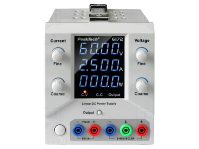 Alimentator laborator canal unic PEAKTECH 0&amp;divide;60VDC 0&amp;divide;2,5A 5VDC foto