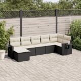 Cumpara ieftin Gossi set canapele de gradina cu perne, 7 piese, negru, poliratan