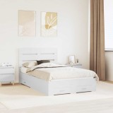 vidaXL Cadru de pat cu sertar Alb 135 x 190 cm Lemn compozit 3411980