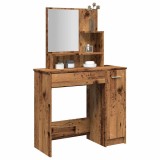 vidaXL Masa de toaleta cu oglinda lemn vechi 86,5x35x136 cm