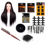 Cumpara ieftin Set Kit Frizerie Coafor Complet Magic Brunet cu Cap pentru Exersare Impletituri SKFMAGICS