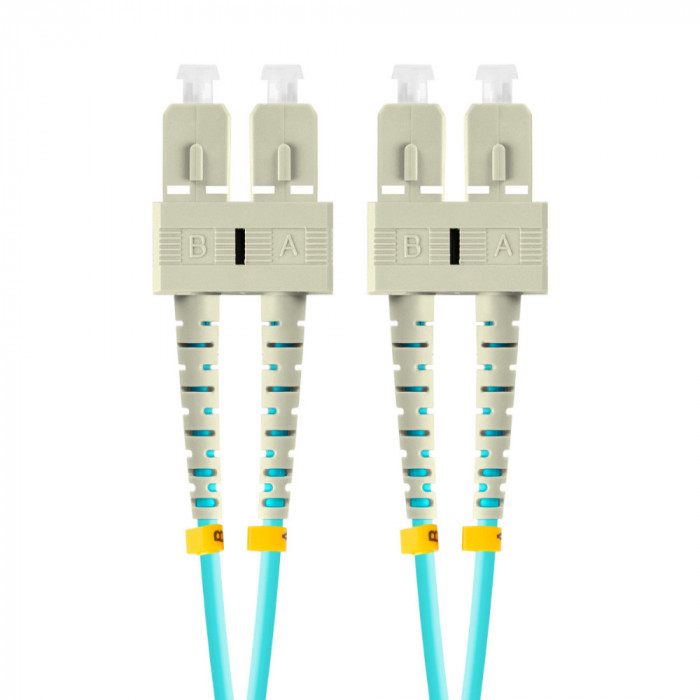 Cablu retea fibra optica cu lungime 2 m si conectori SC UPC-SC UPC, Lanberg Z43327, MM, DUPLEX 3.0MM OM3 50 125 LSZH, albastru