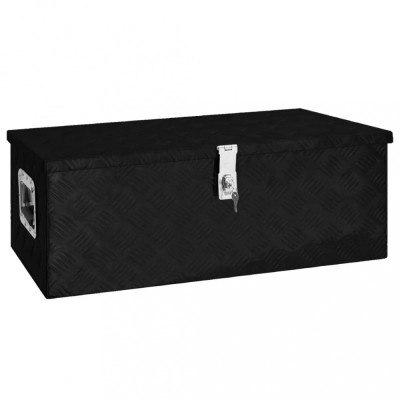 vidaXL Cutie de depozitare, negru, 80x39x30 cm, aluminiu foto