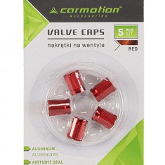 Set 5 Buc Capacele Ventil Aluminiu Carmotion Rosu 63477RD
