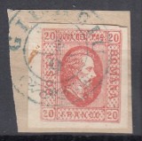 ROMANIA 1865 LP 17 CUZA EFIGIA DOMNITORULUI IN OVAL 20 PARALE/FRAGMENT STAMPILAT GIURGIU