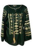Bluza tip ie dama B24C, verde/auriu, marime 2XL