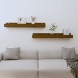 VidaXL Rafturi de perete 2 buc. maro miere 80x12x9 cm lemn masiv pin