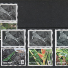 Tonga 2016-Fauna,WWF,Cameleoni,serie 4 val.cu vigneta,sus,poz.1,MNH,Mi,2098-2101