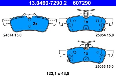 ATE 13.0460-7290.2 set placute frana,frana disc foto