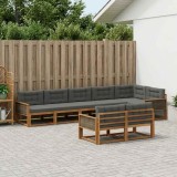 vidaXL Set de canapele de exterior cu pernă 8 pcs Natural și Antracit 3382660