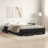 VidaXL Cadru de pat cu sertare Stejar negru 160 x 200 cm Lemn compozit