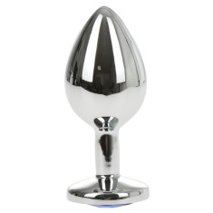 Dop Anal Metallic Buttplug Medium Argintiu/Albastru Passion Labs
