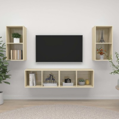 vidaXL Dulapuri TV suspendate, 4 buc, stejar sonoma, lemn prelucrat 3079874 foto