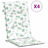 Cumpara ieftin Perne de scaun spatar inalt, 4 buc., model frunze, textil