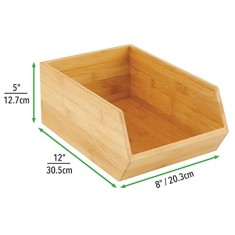 Organizator bucatarie din bambus suprapozabil, 1 compartiment, 18x30,5x12,5 cm foto