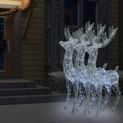 Ren de Crăciun 250 LED-uri, 3 buc., alb rece, 180 cm, acril XXL foto