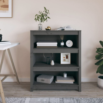 vidaXL Bibliotecă, gri, 80x35x97 cm, lemn masiv de pin 821681 foto