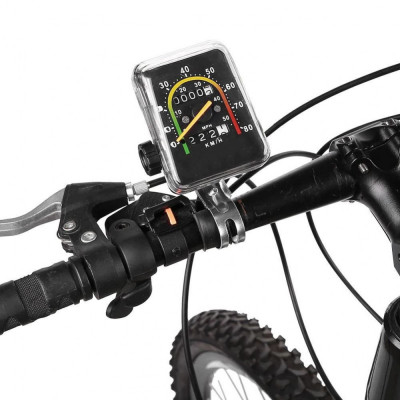Kilometraj mecanic pentru bicicleta, vitezometru resetabil analog, cablu foto