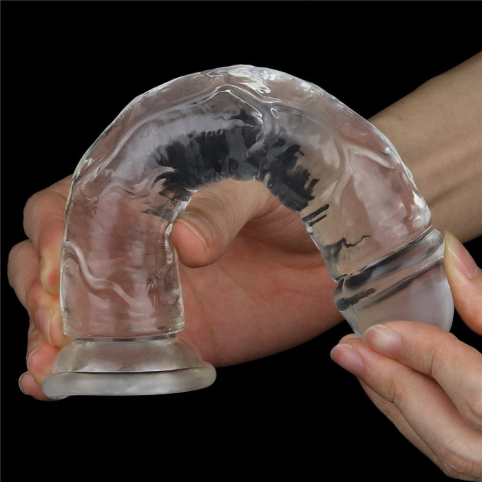 Dildo Realistic Cu Ventuza, Transparent, 17.8 cm