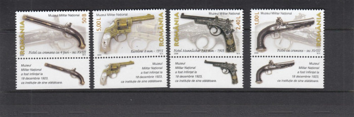 ROMANIA 2008 LP 1794 a ARME DE FOC SERIE CU TABS MNH