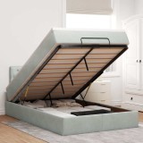 Gossi cadru de pat otoman cu saltea gri deschis 120x200cm catifea