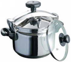 Oala sub presiune inox 8.5l cu capac sticla Handy KitchenServ foto