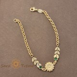 Bratara Flora , placata aur 18K, 18 cm, flori si frunzulite, Brazilia