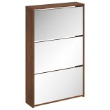 Cumpara ieftin Pantofar cu oglinda, 3 niveluri, Stejar maro, 63x17x102,5 cm