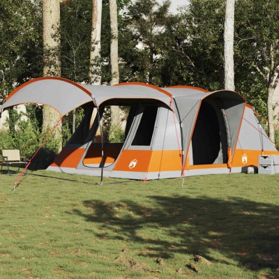 vidaXL Cort de camping tunel 5 persoane, gri/portocaliu, impermeabil foto