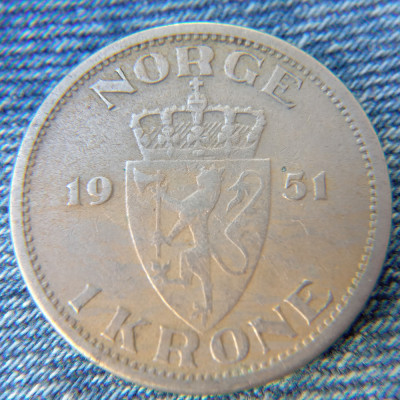 2r - 1 Krone 1951 Norvegia foto