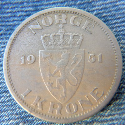 2r - 1 Krone 1951 Norvegia foto