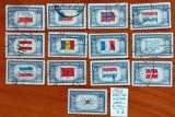 U.S.A-1943-'' Steagurile celor 13tari-invadate in Al -2lea Razoi Mondial''-(Cat Scot=8,5$)=Stampilat-Vezi-Scan