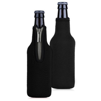 Set 2 Huse termice pentru sticle de 330 ml, Kwmobile, Negru, Neopren, 54533.03 foto