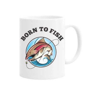 Cana alba personalizata born to fish, INOVATIX&amp;reg;. 330ml foto